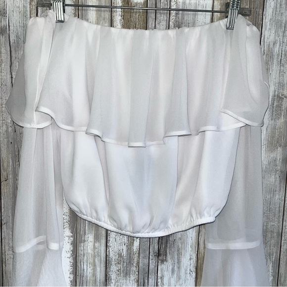 NWT Show Me Your Mumu Love Spell white Ruffle Crop Top Revolve - Picture 4 of 7